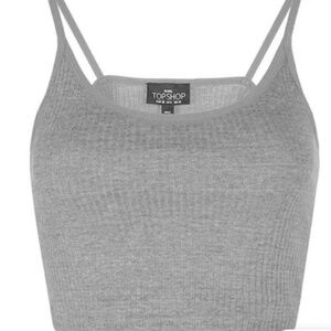 Topshop Ribbed Crop Tank Top in Gray